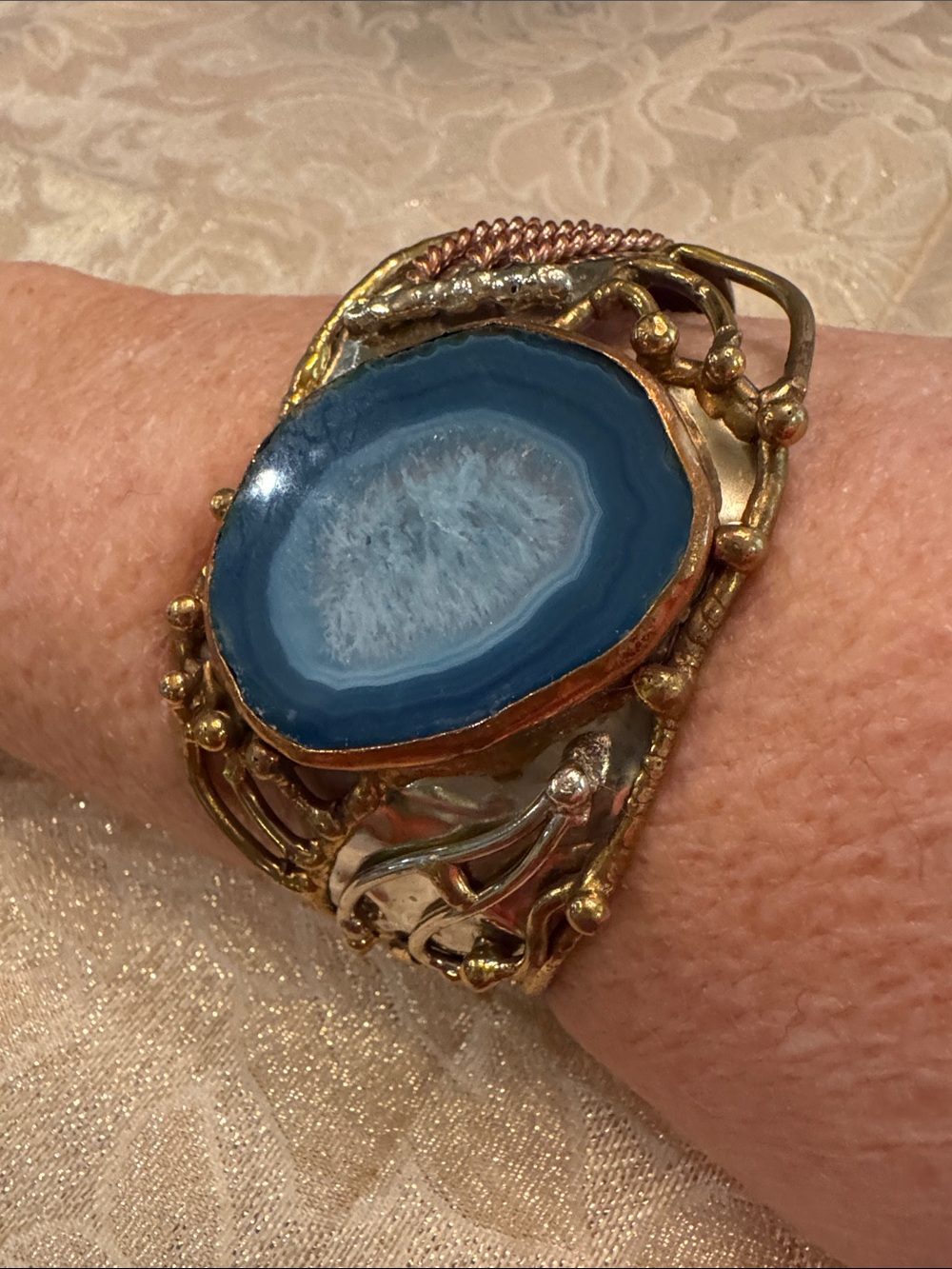 Blue Agate Statement Cuff Bracelet